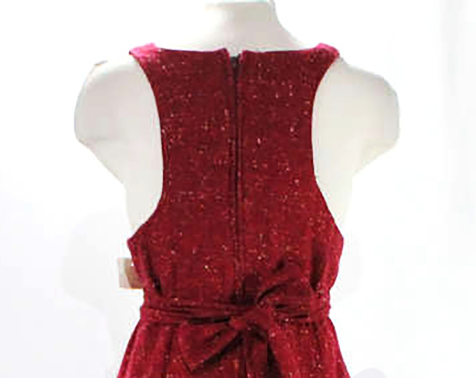 Size 8 Tweed Bodice with Plunge V Neck – 1970s Maroon Flecked Sleeveless Top