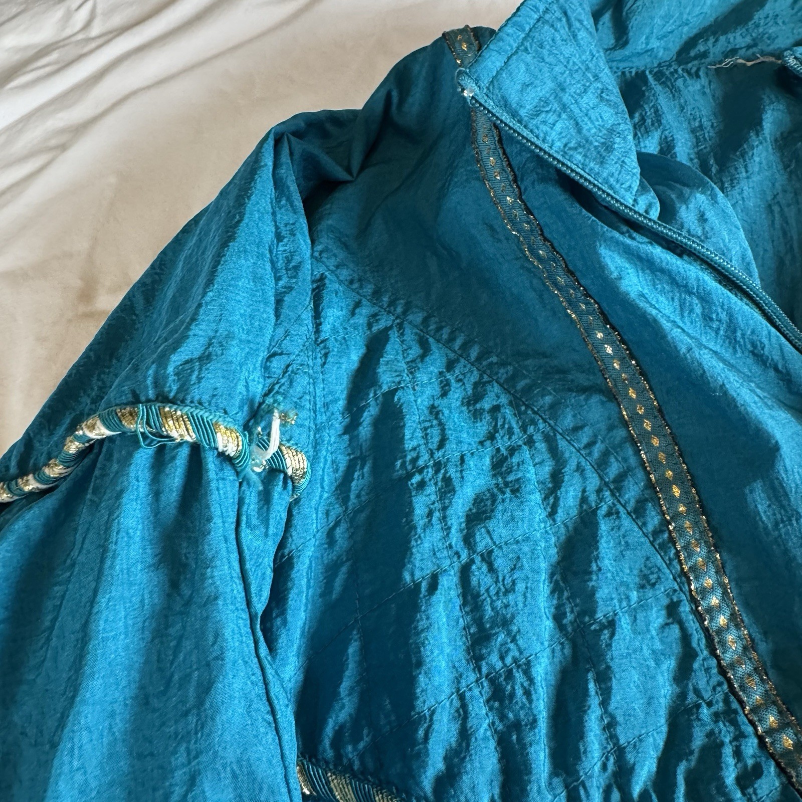 Vintage Women’s Satin Track Suit Blue Sz. M. Jacket & Pants, Nylon 80’s-90’s Y2K
