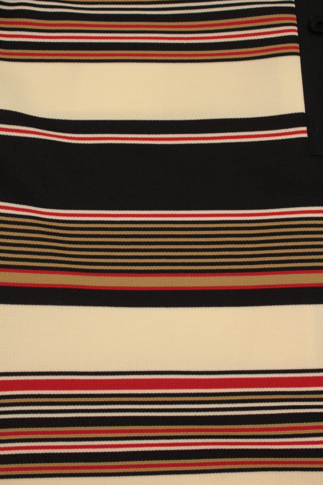 VTG Women’s 60s Black Cream & Red Striped Drop Waist Midi Dress Sz M 1960s