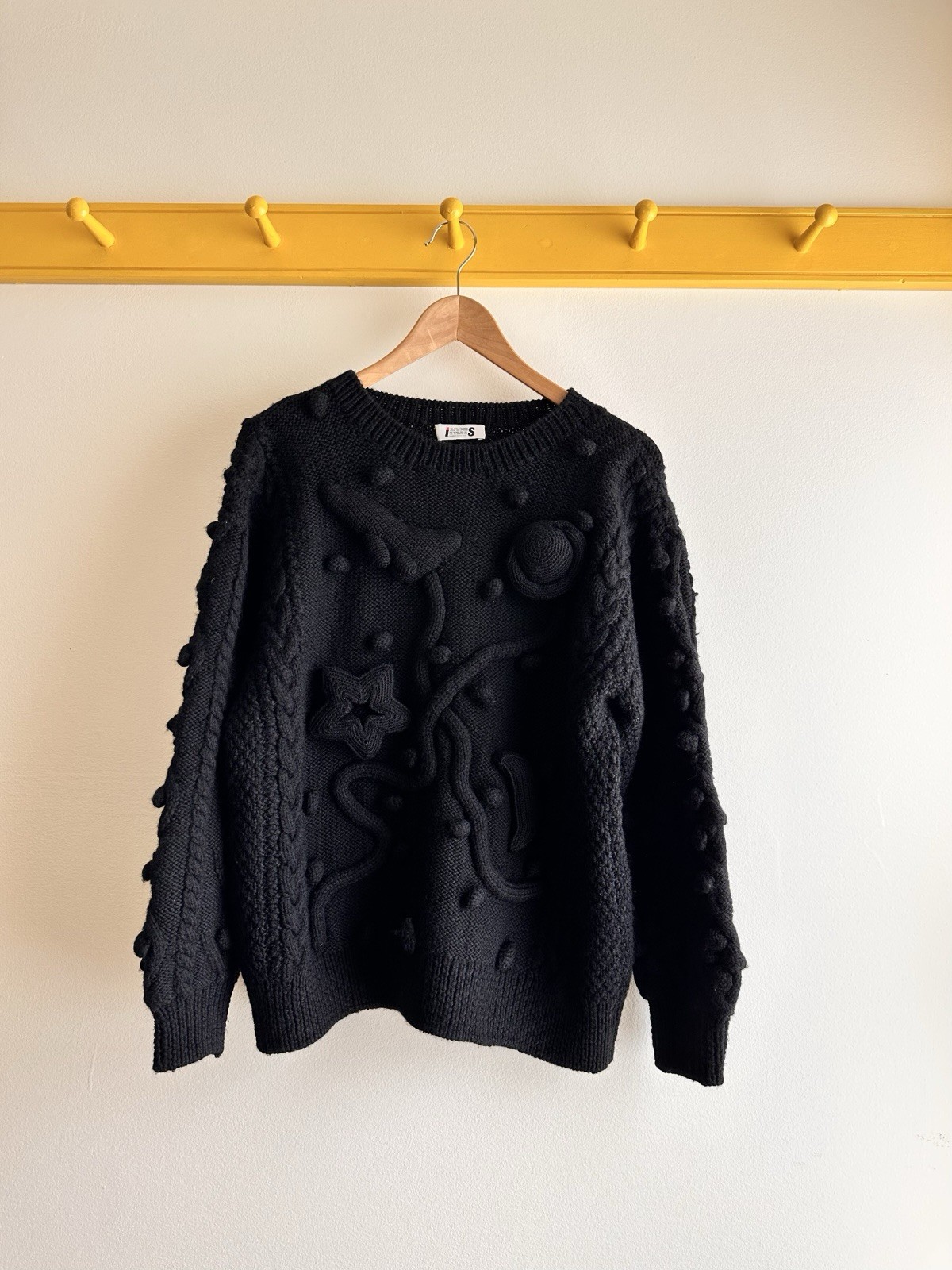 ISSEY MIYAKE I.S. Sport vintage stars, moon, planet 3D popcorn crewneck sweater