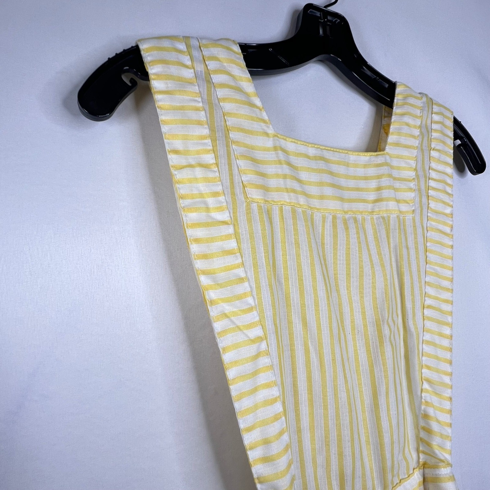 Vintage Yellow Striped Pinafore Apron Dress Womens S Future Nurses Club Uniform