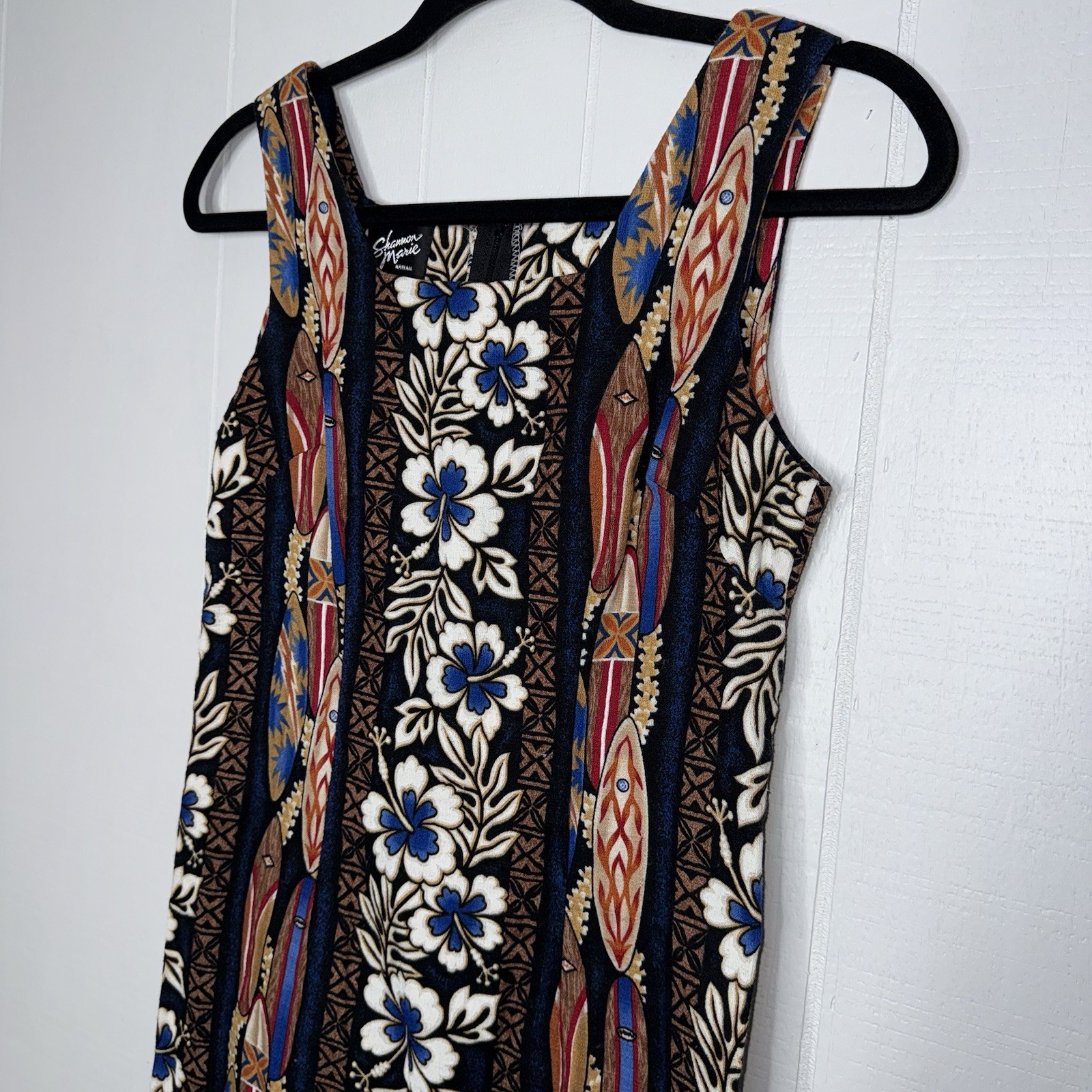 Vintage Shannon Marie Hawaii Mini Dress Surfboards Hibiscus Beach Cruise Size S