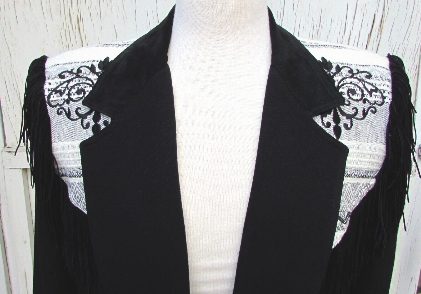 Vintage 80’s Criscione Jacket Black Western Fringed-XS