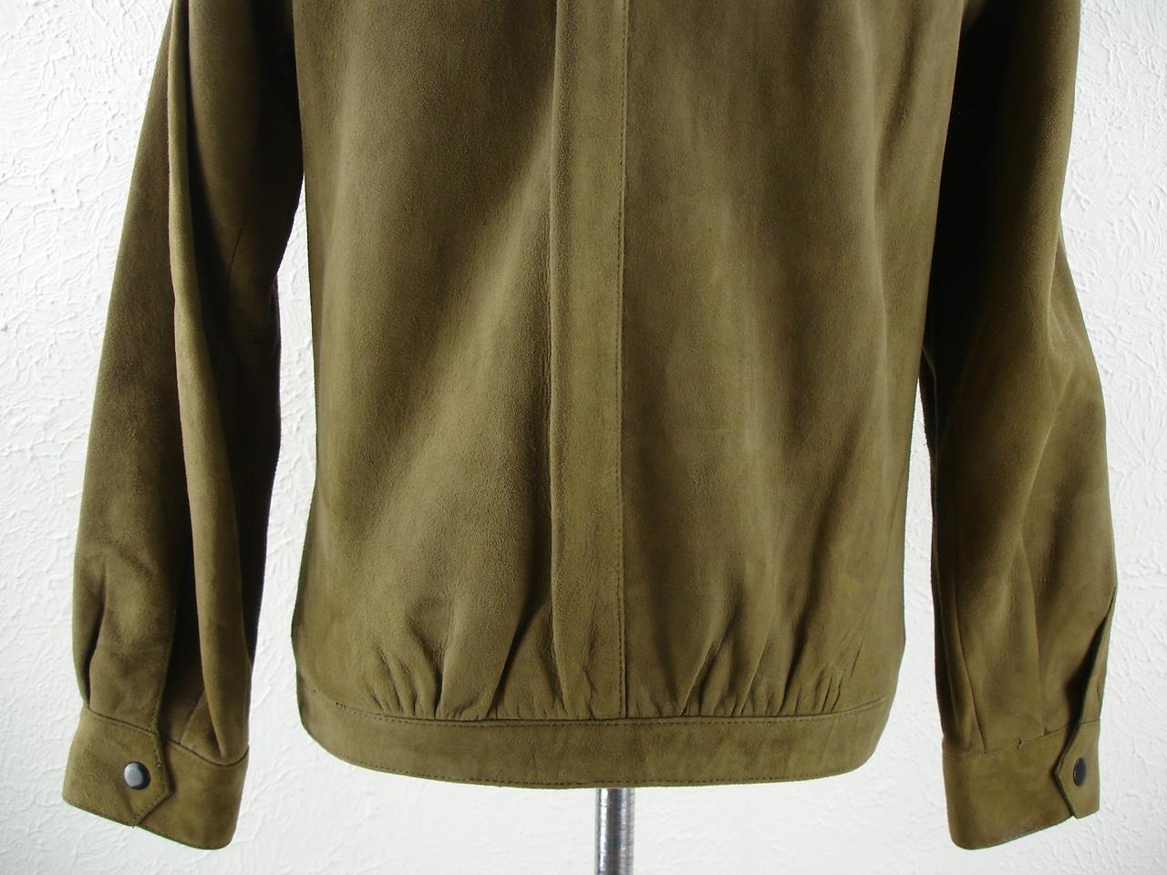Women’s S M 7/8 Vtg 1970’s Casual Corner Khaki Green Suede Leather Jacket Coat