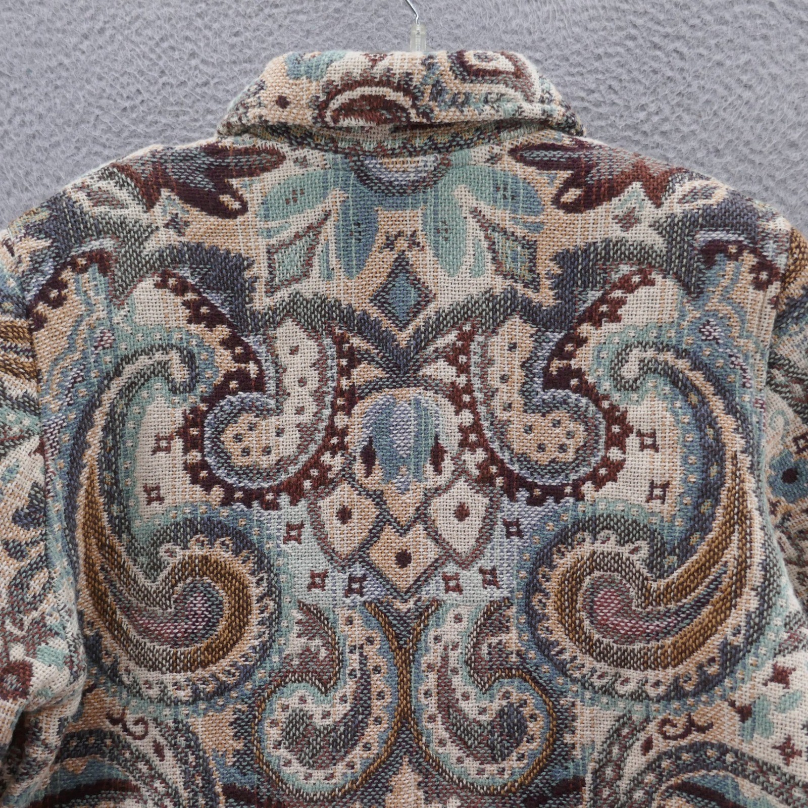 Painted Pony Vintage Tapestry Jacket Womens Medium Paisley Woven Cotton Made USA