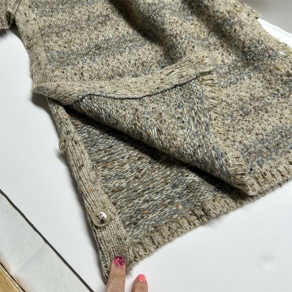 Vintage French Connection Wool Blend Side Button Tunic Sweater Beige Grey Medium