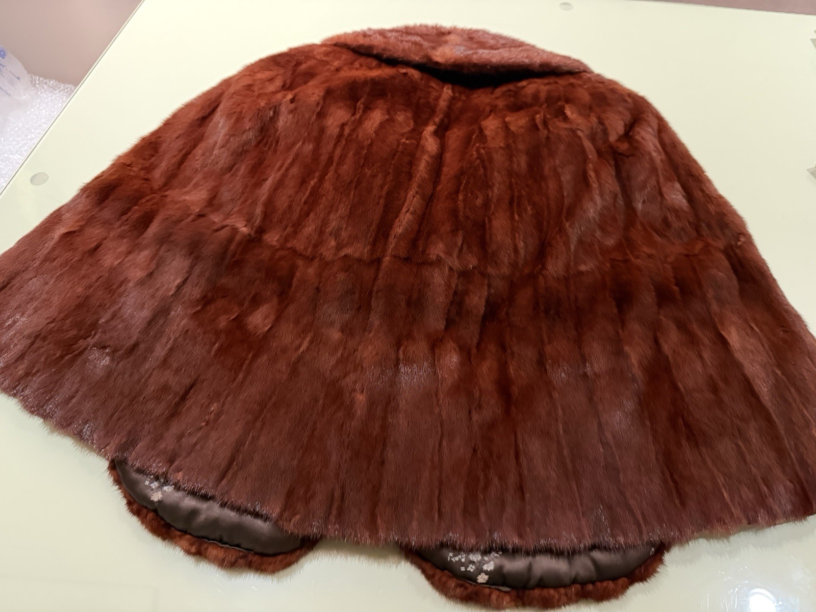 Vintage KESSLER Furrier St Louis Dyed Dark Red Mink Fur Shawl Collar CAPE PONCHO