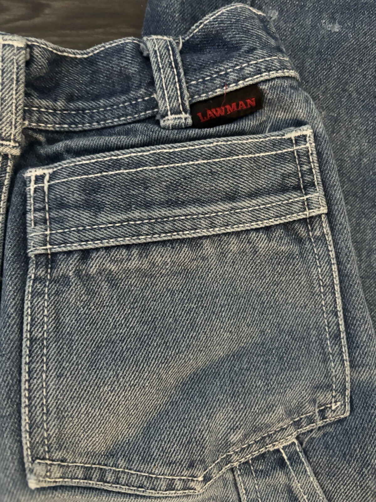 Vintage womens Lawman jeans Flare Bell Bottoms Western Carpenter 26XL Hong Kong