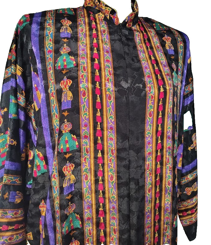 Rare Vintage 80s Ruth Norman CAFTAN MAXI DRESS Geometric Crown USA MADE L