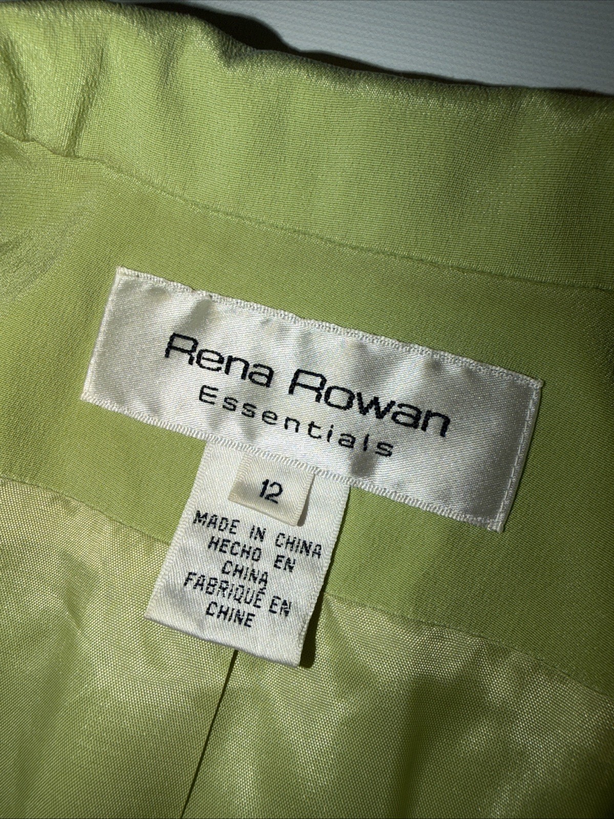 Vtg Rena Rowan Light Green 100% Silk Blazer Jacket Size 12 Lined 1 Button Front