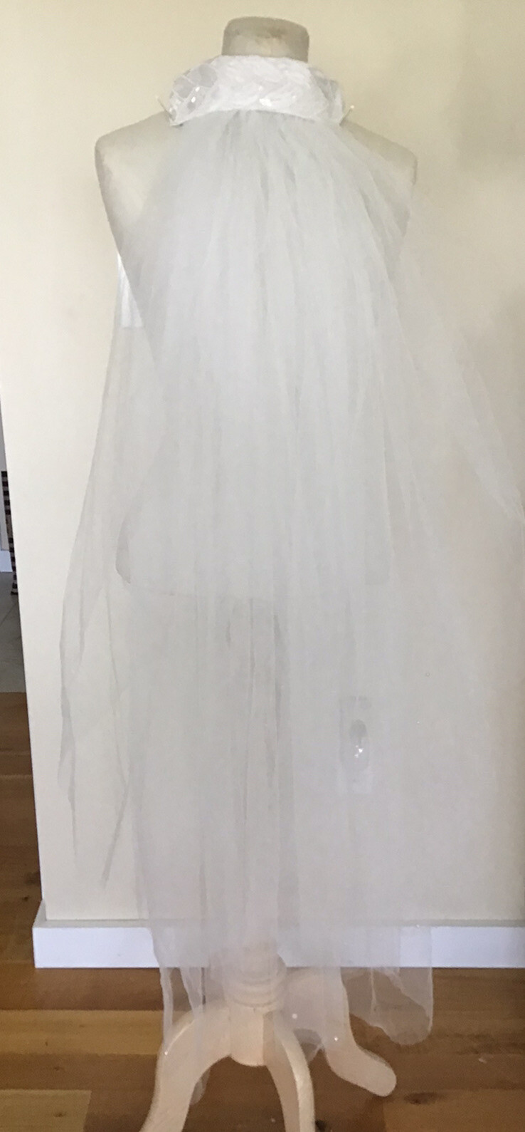 House of Bianchi Finger Tip Length Beaded Headband Double Layer Veil