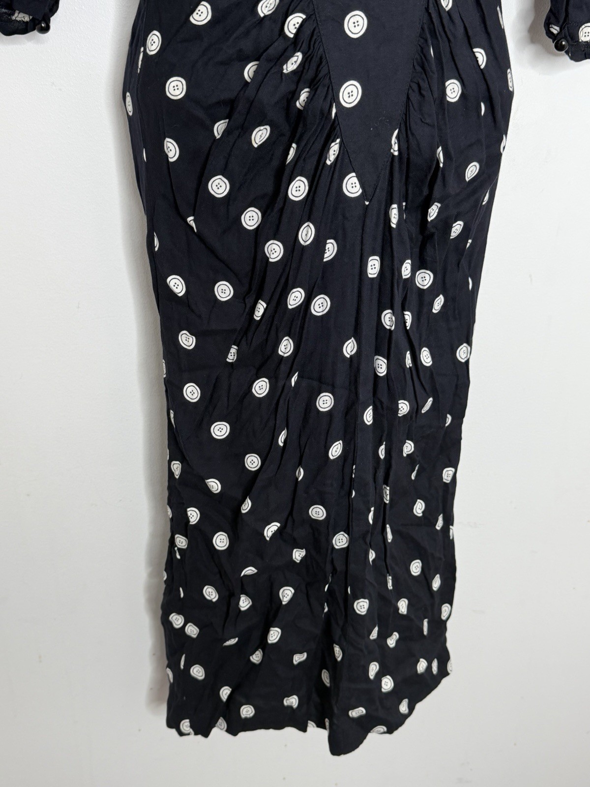Vintage Joni Blair Of California Button Print Pinup Ruched Wiggle Dress Size 9