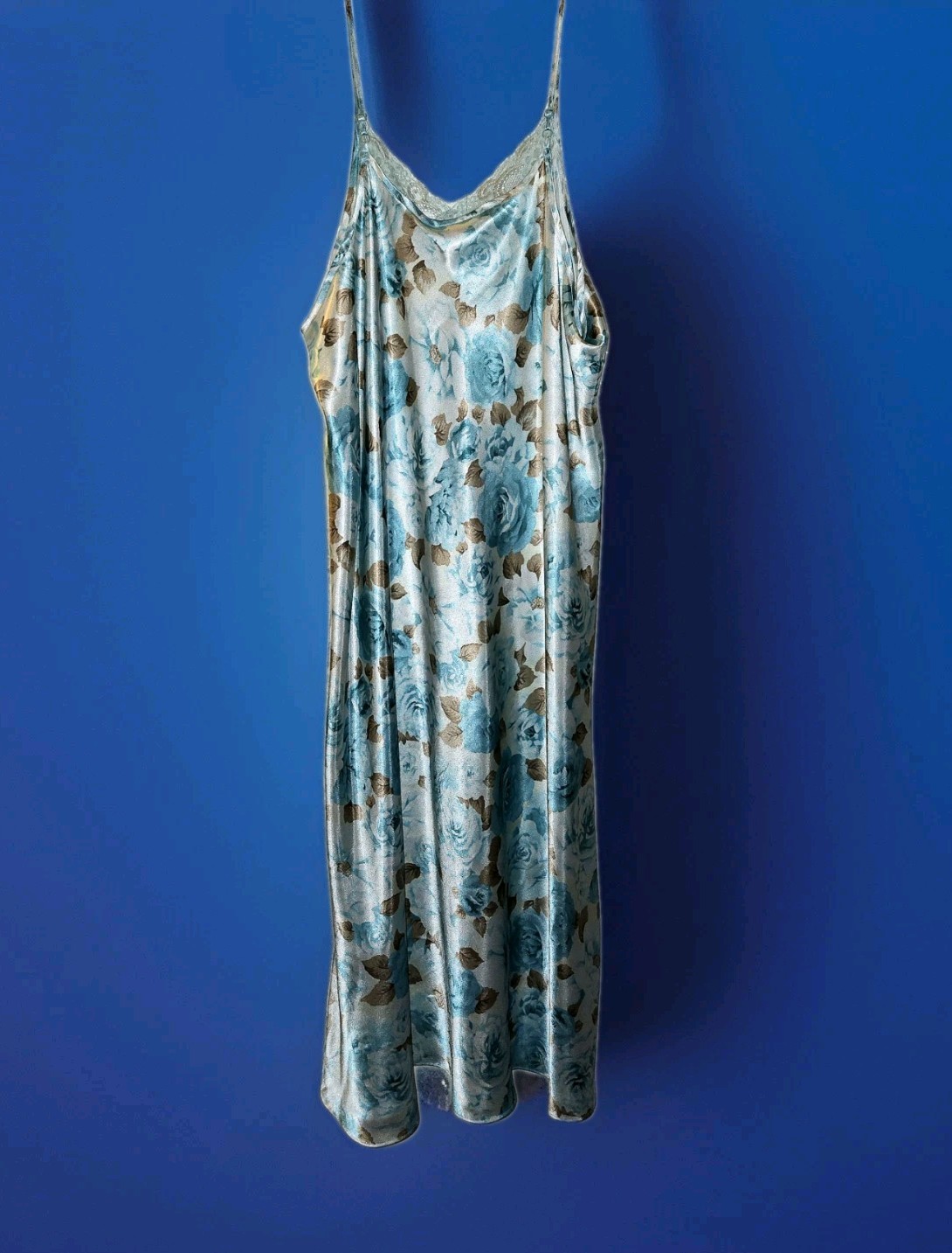 Jaclyn Smith Sleepwear Plus Size 26W Nightgown Blue Rose 30″ Chest Lingere