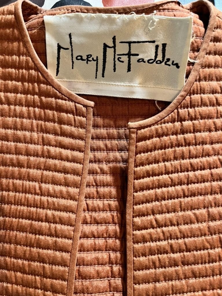 Rare, archival Vintage Mary McFadden Quilted Bolero Jacket, 70s-80s, size S, exc