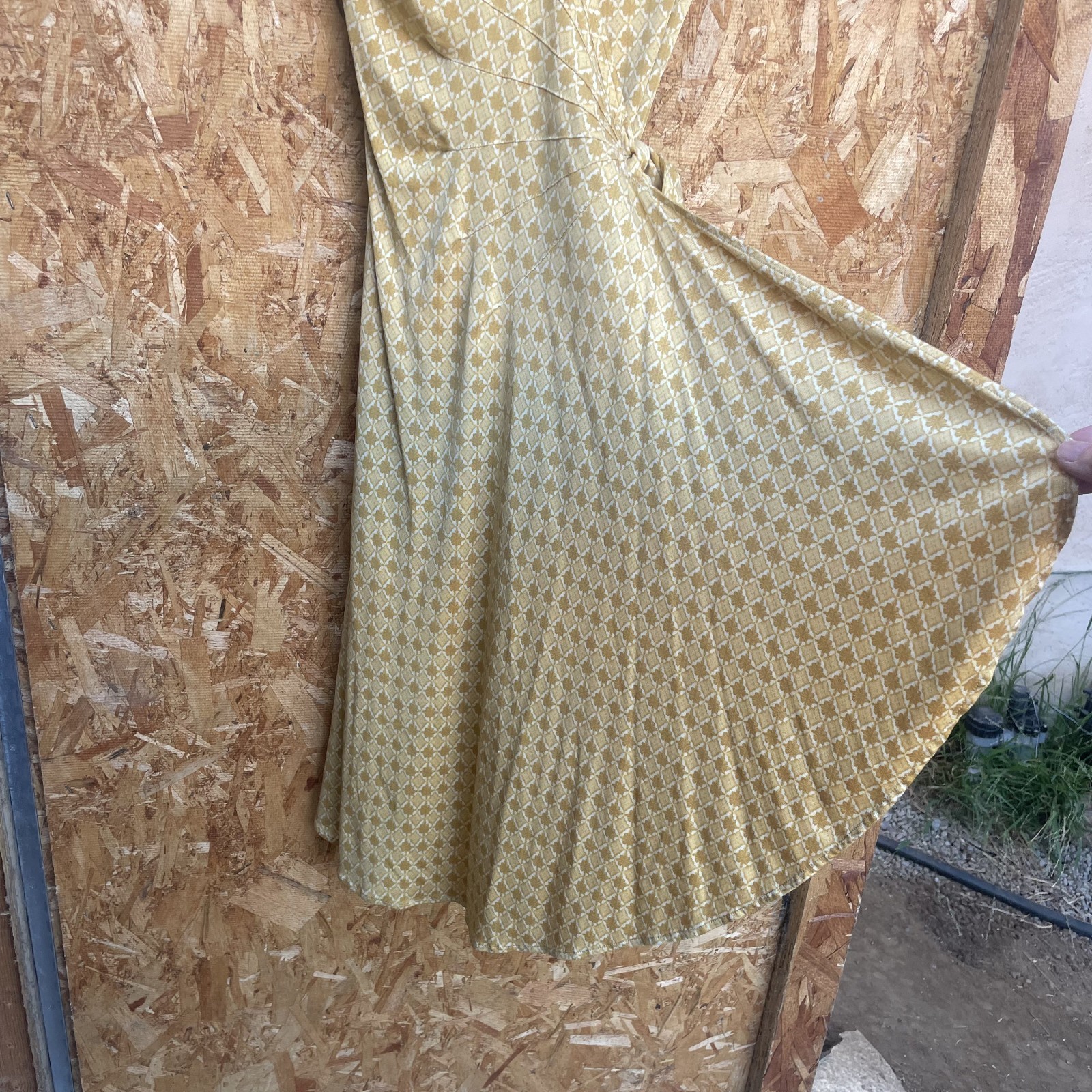 Vintage Wrap Dress Geometric Diamond Print 1970’s Size XS Secretary Office Siren