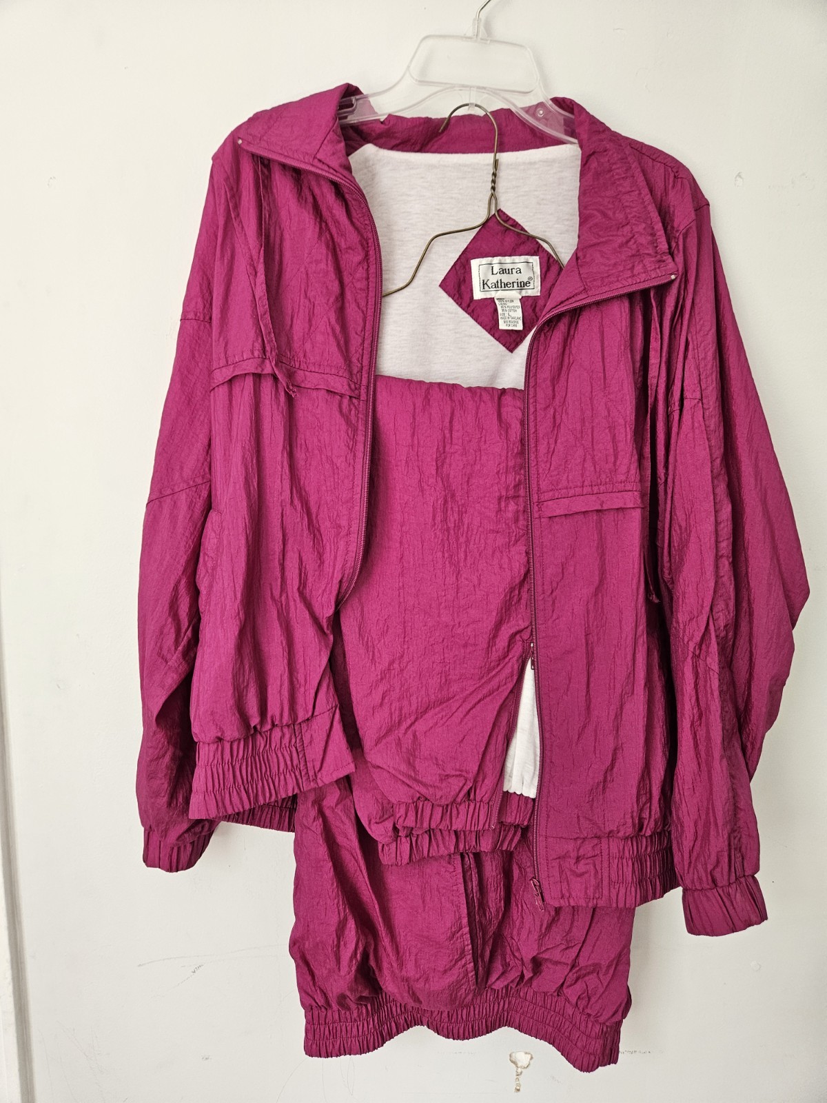 VTG LAURA KATHERINE Womens Adult Pink Track Suit Jacket Pants L
