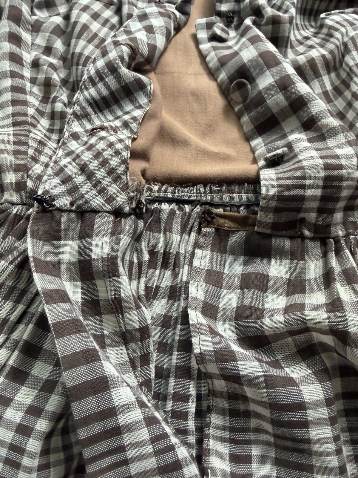 VTG 50s 60s Lorch Of Dallas Gingham Plaid Skirt Tie Brown Rockabilly Swing S/M?