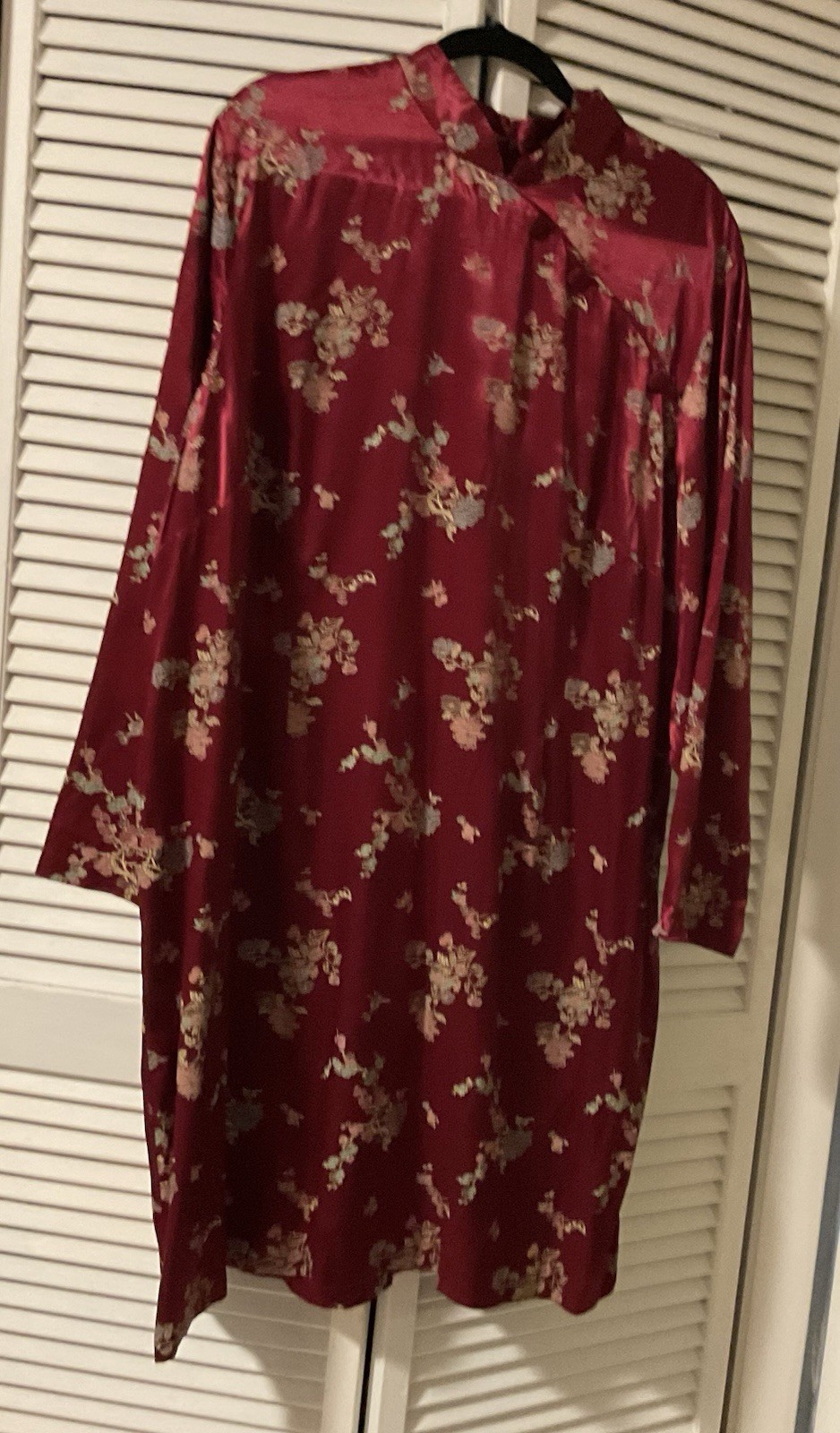 Plus Size Vintage Size 26 Maroon Asian Style Dress By Cimmaron