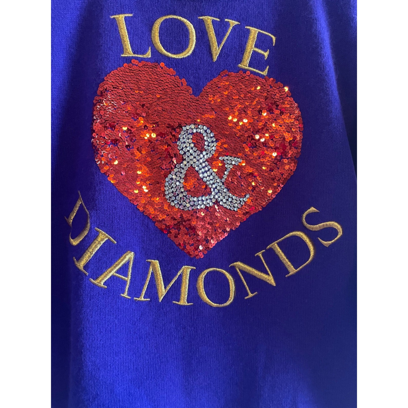 Marisa Christina Purple Angora Wool Sequin Heart Love & Diamonds Sweater Size M