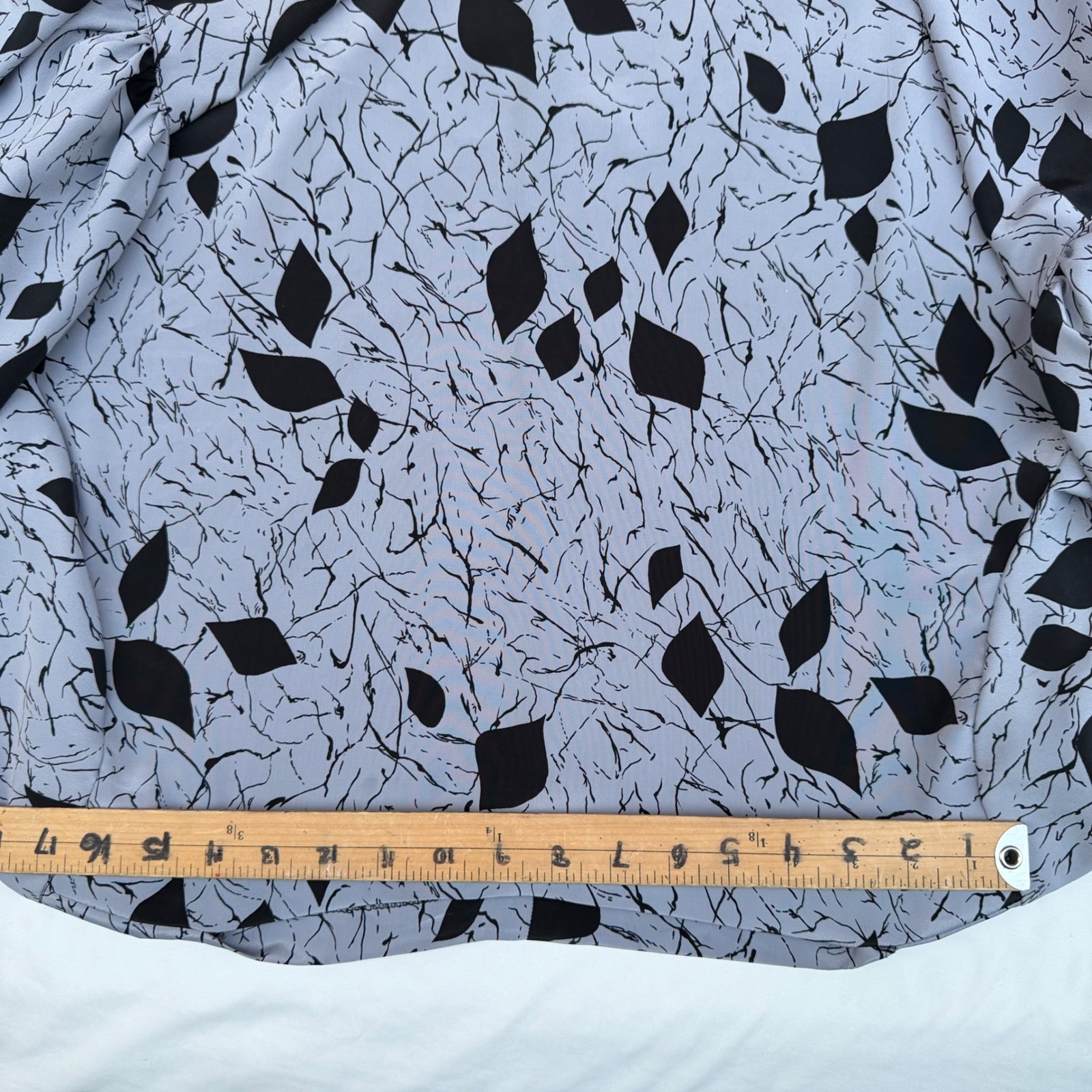 Murray Meisner Vintage Shift Dress Midi Balloon Sleeve Blue Black Leaf Print 14