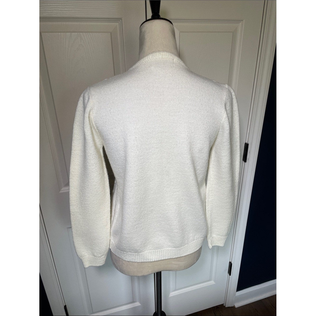 Vintage Devon Original Cream Knit Button-Up Cardigan Sweater Size Small