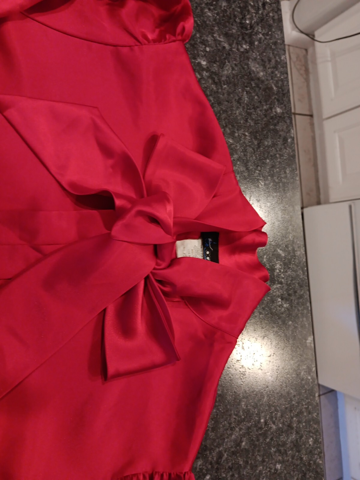 Vintage 80s PaN-her Red Satin Bow Blouse Long Sleeve Sz 11