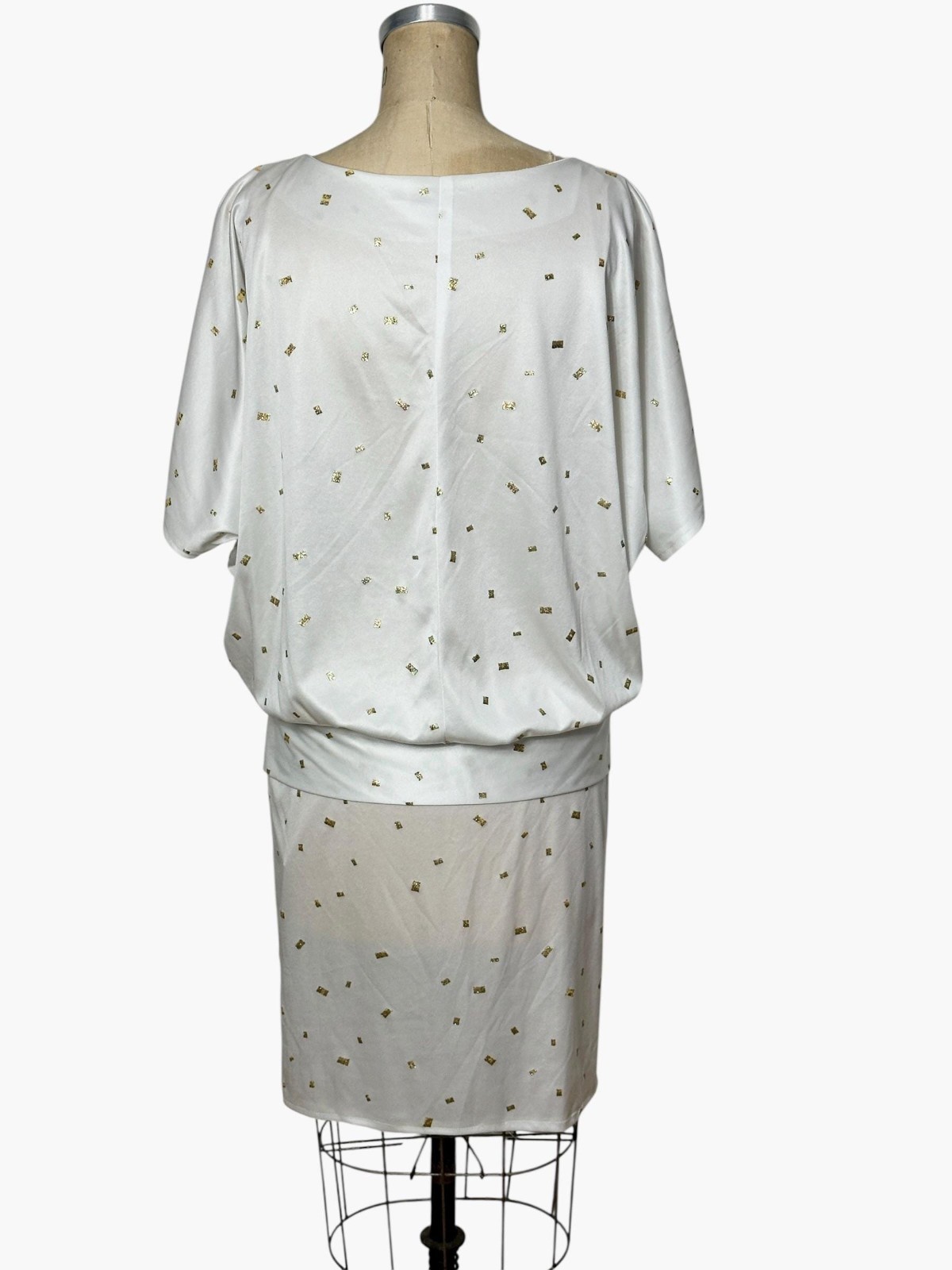 1980s dress with gold glitter and drop waist with sash by Diamond’s Run Size L