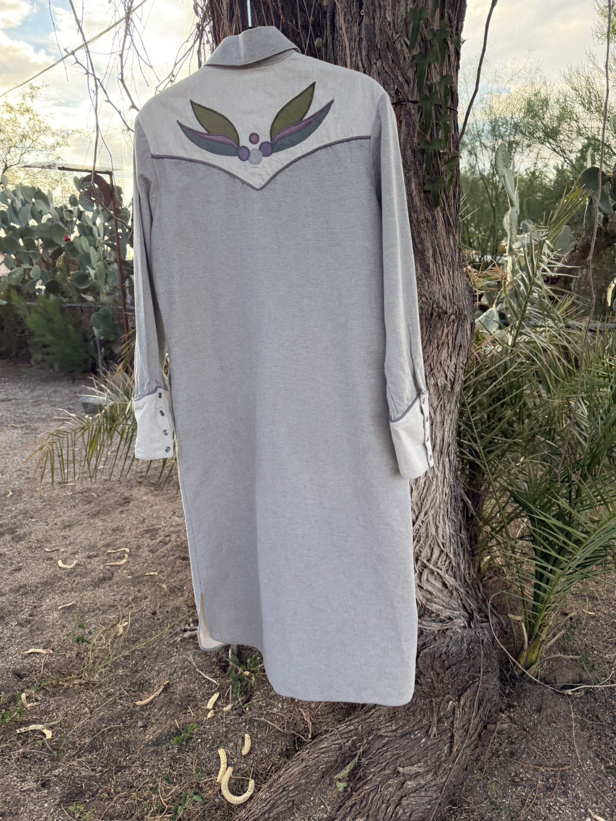 Vtg 70s Salaminder Kansas City Western Dress RARE Pearl Snap Flowers 100 Cotton