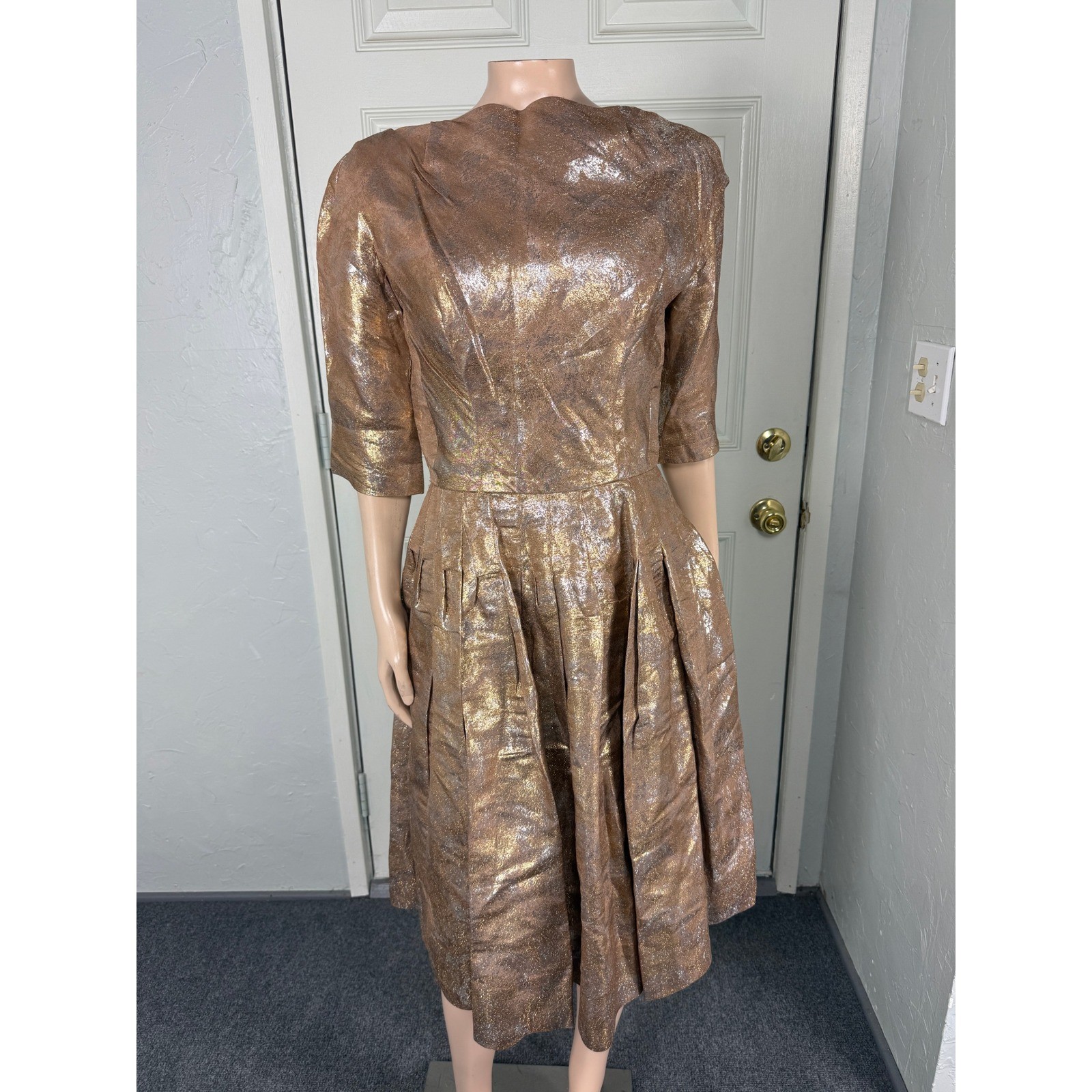 Vintage 60s Edward Abbott Dress Formal Evening Metallic Party X4-21