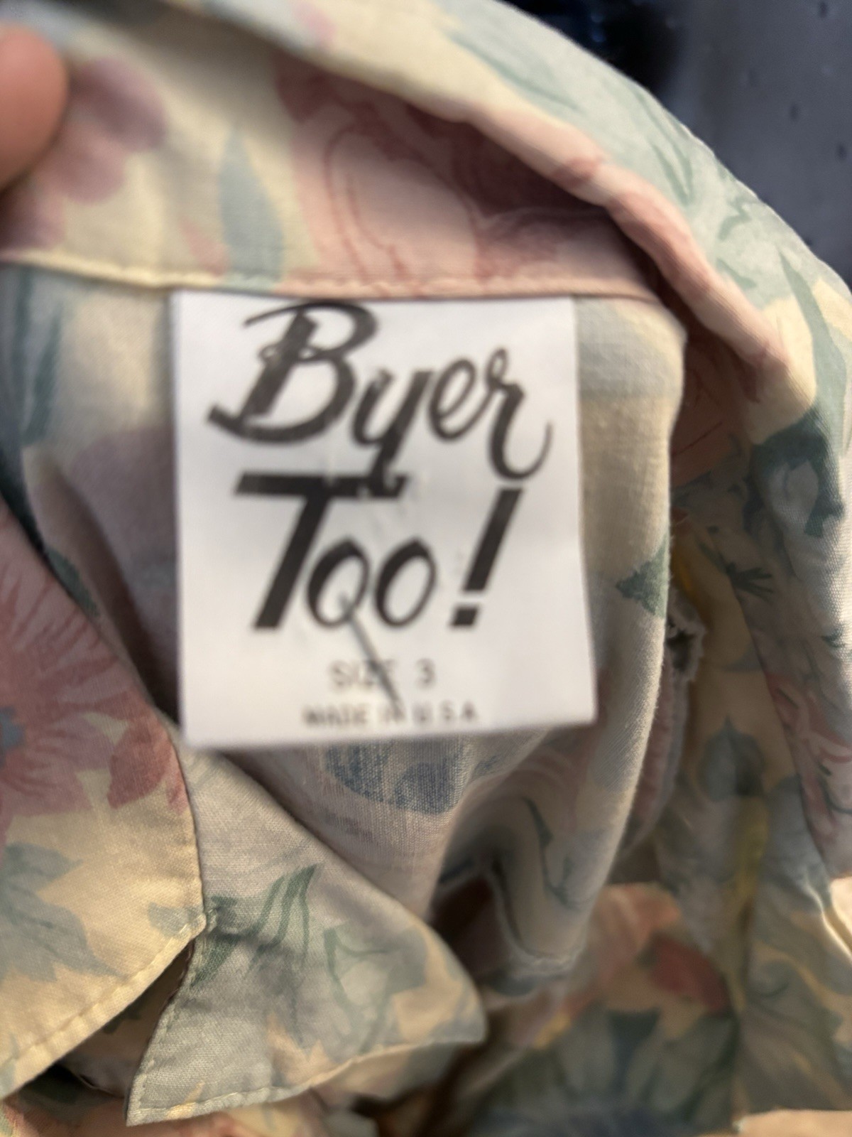 Byer Too! 1980s Floral Shirt Dress Juniors Size 3 100% Cotton Style 57-602