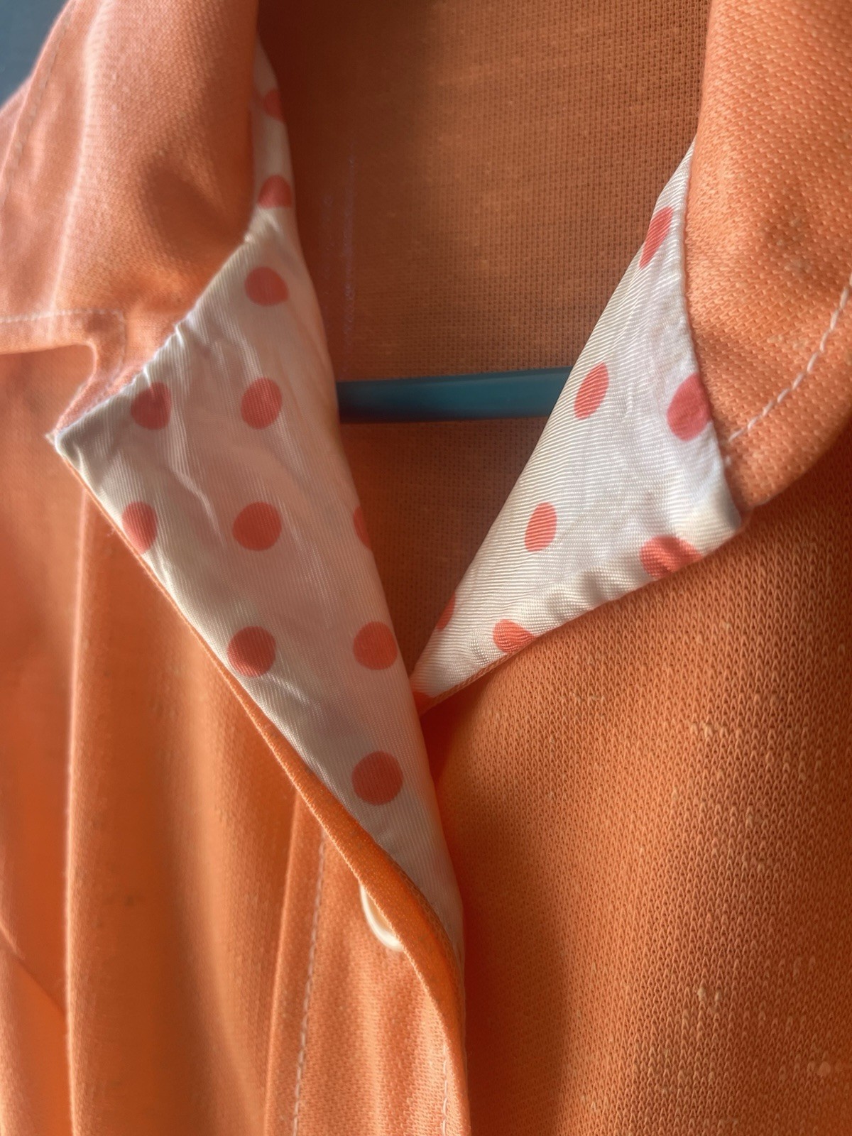 Vintage 70s Haypence Women’s Retro Orange Funky Polka Dot Collar Dress Small