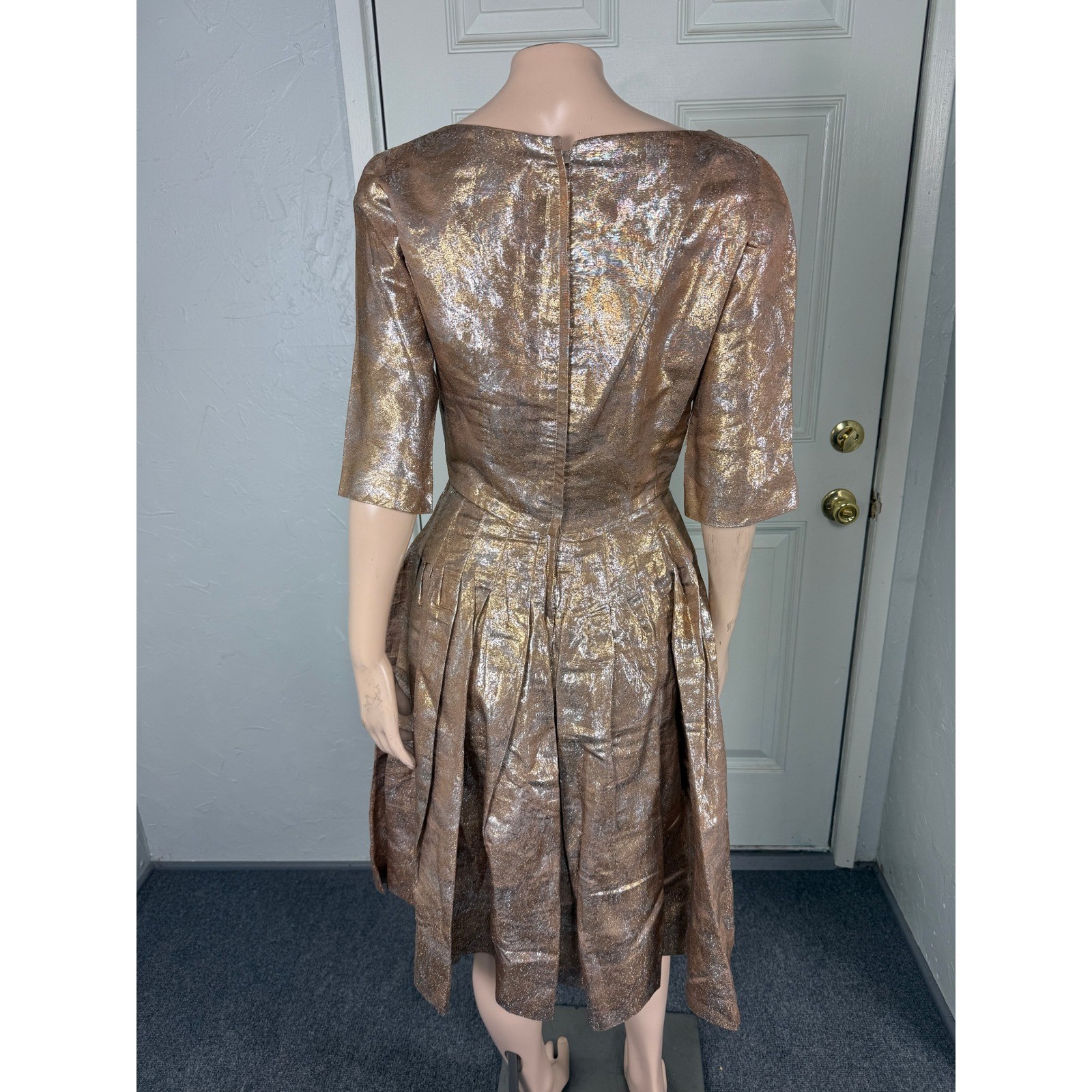 Vintage 60s Edward Abbott Dress Formal Evening Metallic Party X4-21
