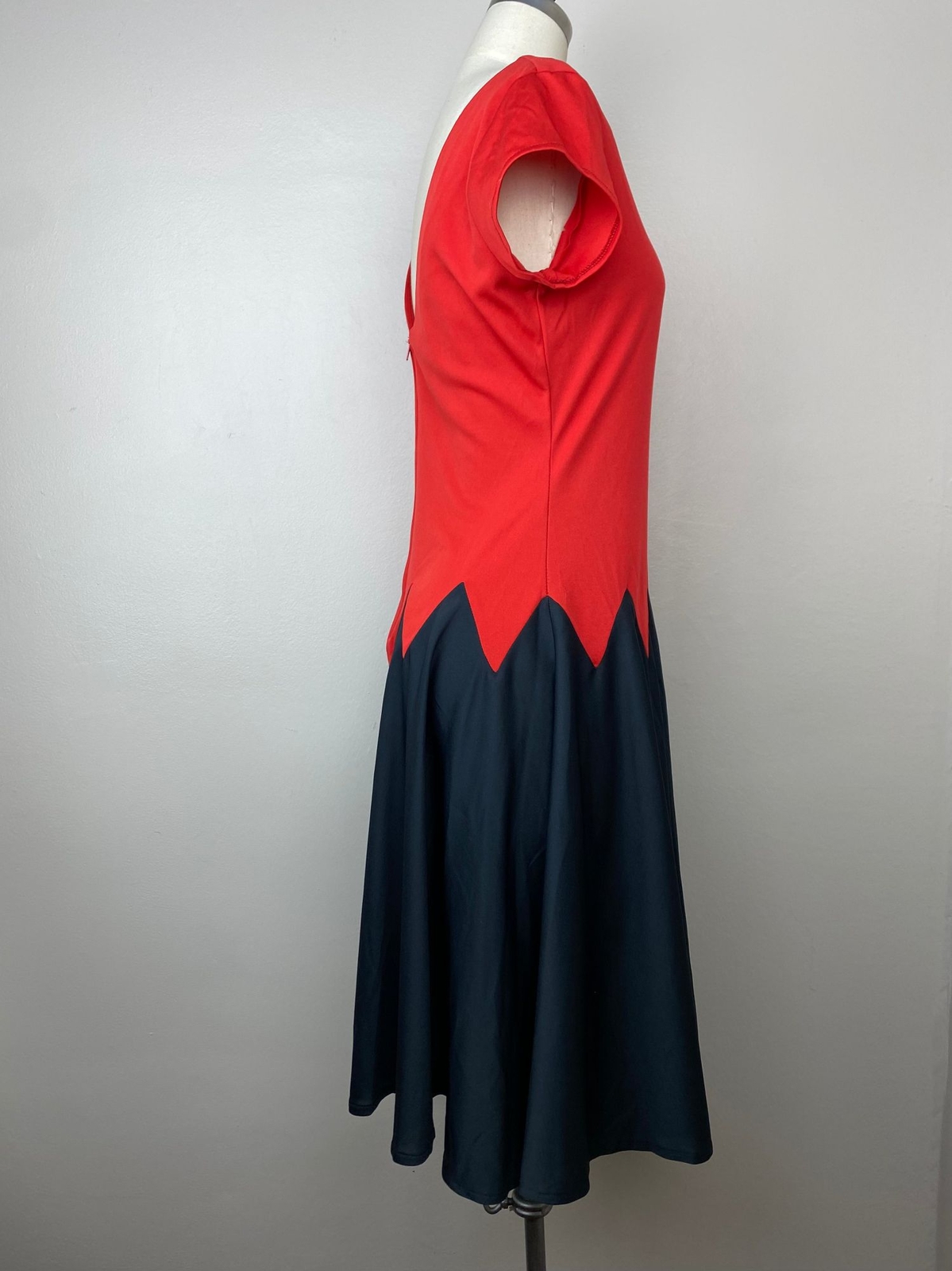 Vintage 1980s Color Block Dress Irresistible II S/M Zig Zag Drop Waist 80s