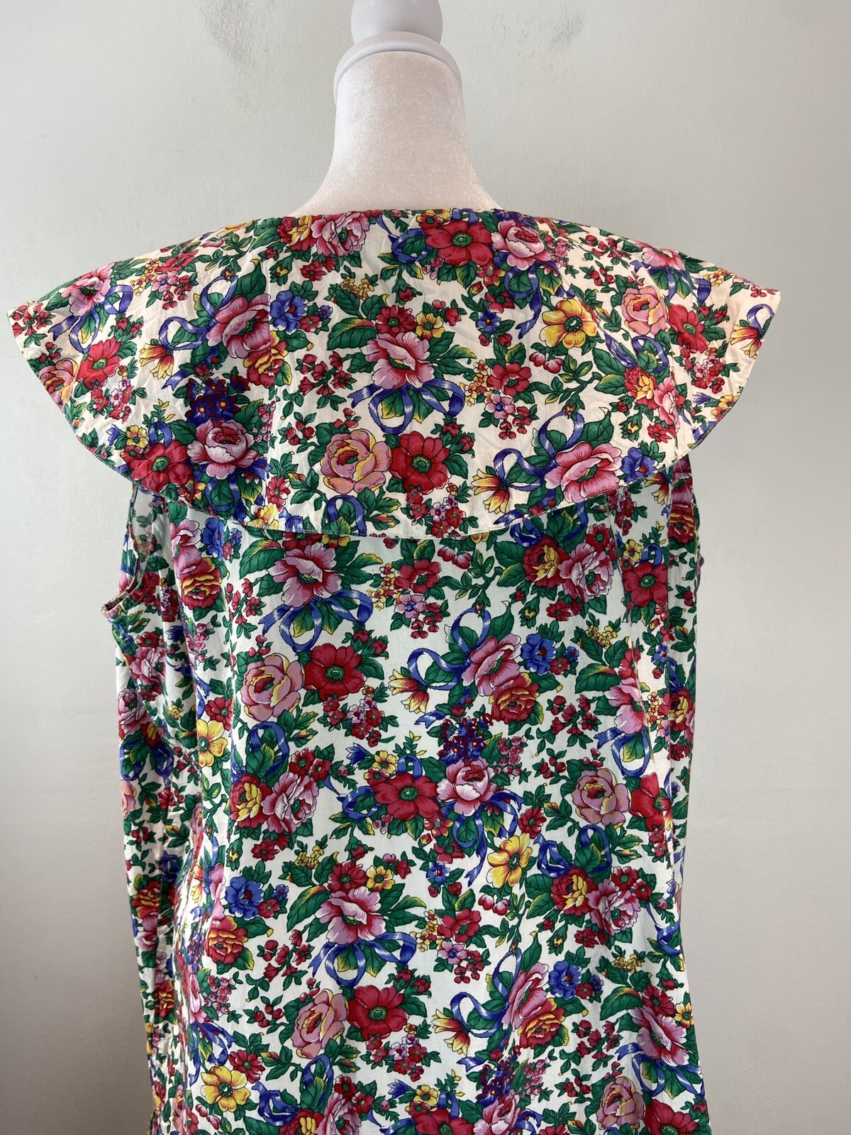 Vintage Womens Multicolor Sleeveless Floral House dress Pilgrim Collar Size 2X