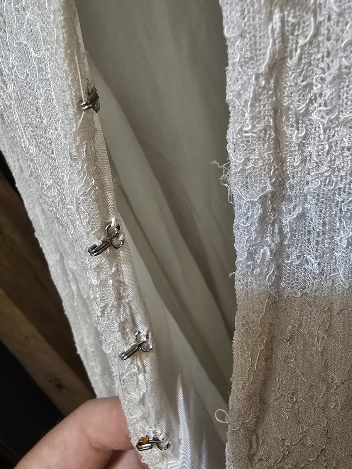 Vintage Paris Lace Button Up High Collar Off White Dress For Repair Pos 1940s