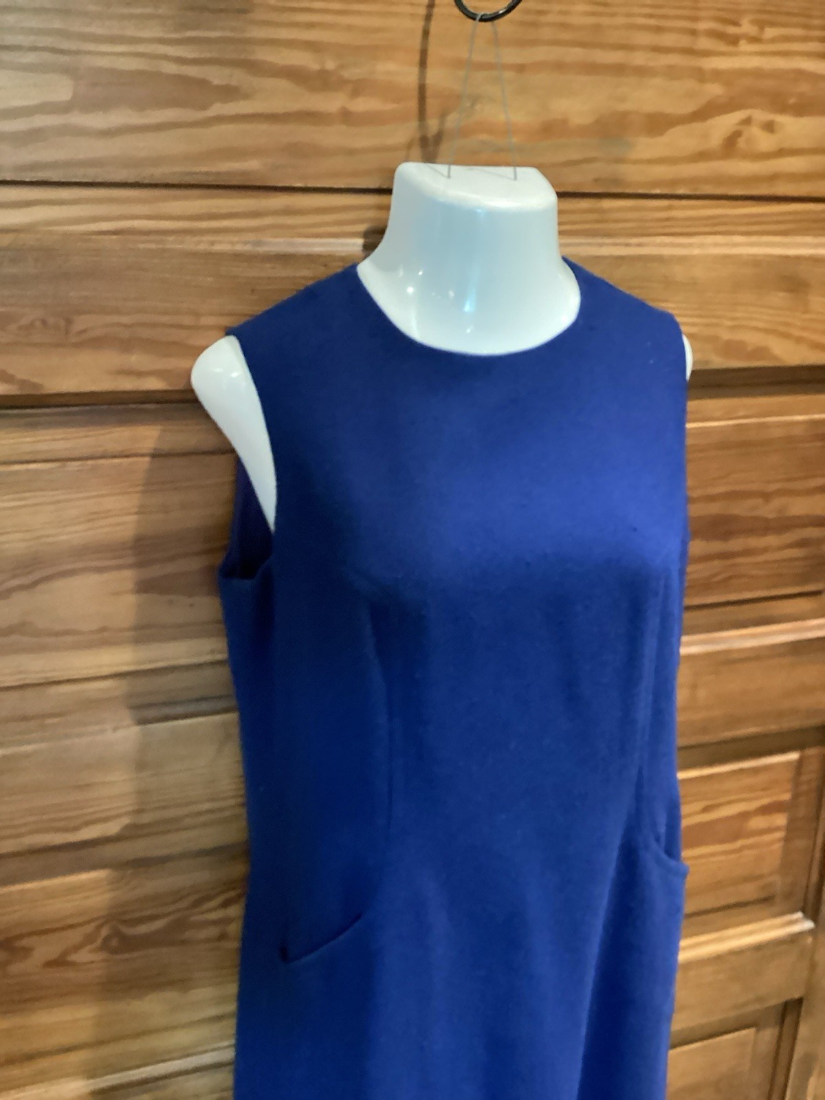 Vintage Majestic Blue Sleeveless Shift Dress Sz 18 Mod Gogo