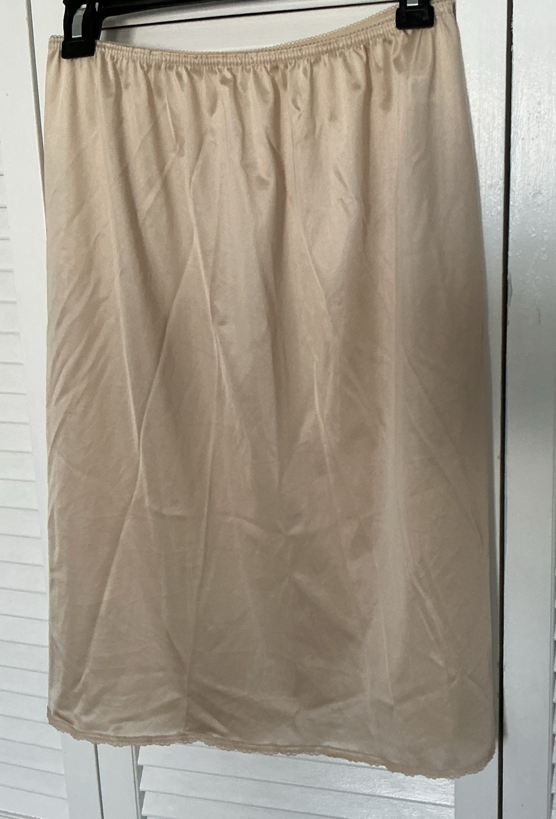 Vtg Anton III Half Slip 23” Length Side Slit Sz L Ivory/Beige