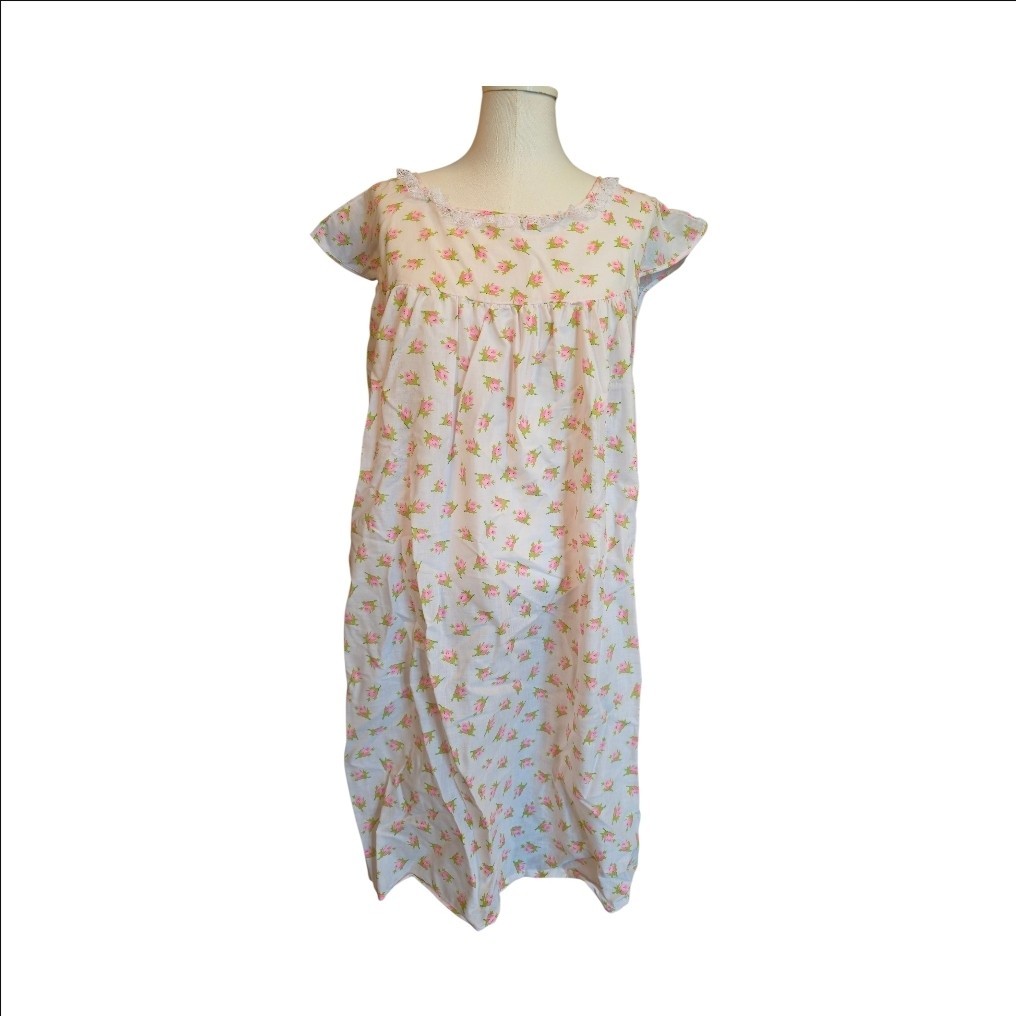 Vtg Kickaway cotton night day house gown grannycore cottagecore traditional 2 XL