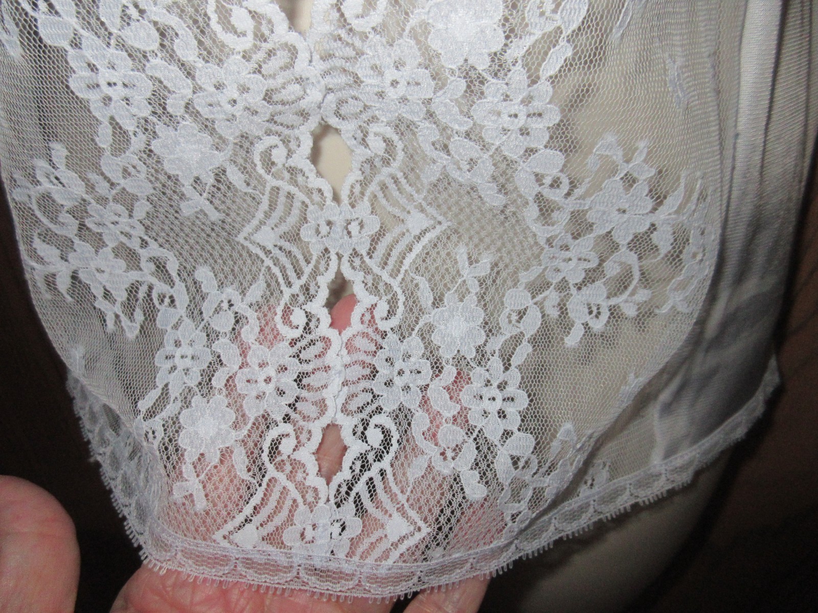 VANITY FAIR BRIDAL BLUE LACE front NYLON camisole slip nightgown sz 36 /bust 38