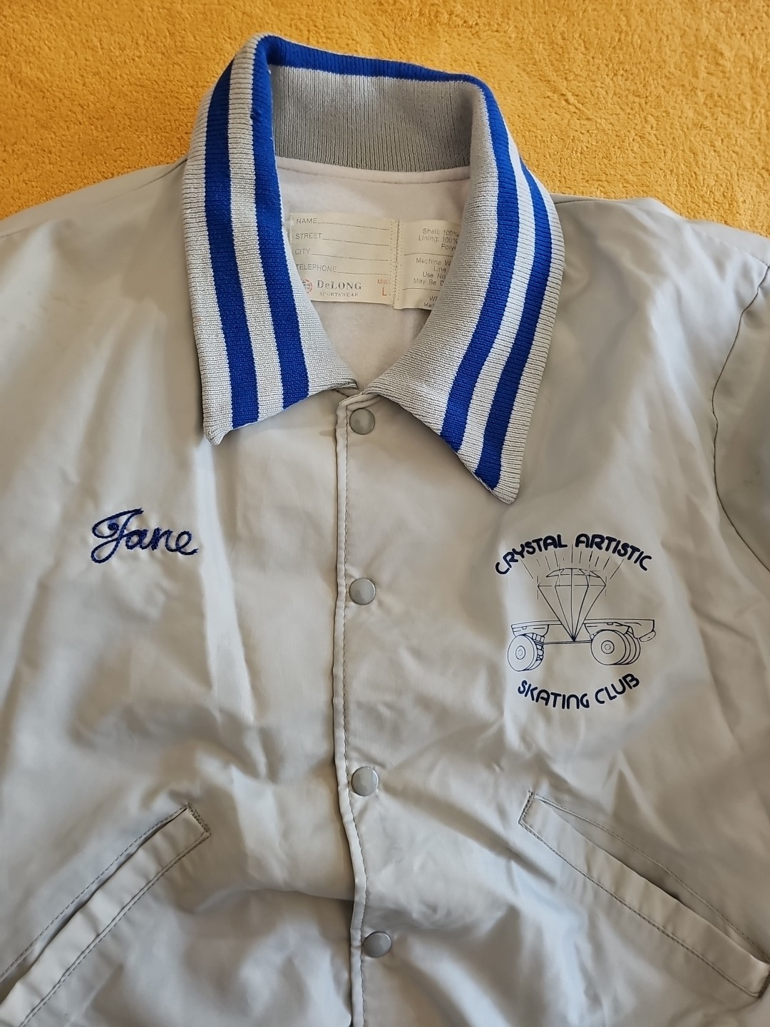 Skate Club Bomber Jacket Skate Club Jane DeLong Sportswear Vintage Gray Sz L 80s