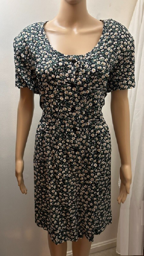 BRETT ALIXANDER Vintage 80s NWT Women’s Size 16 Black Flowered Button Up Romper
