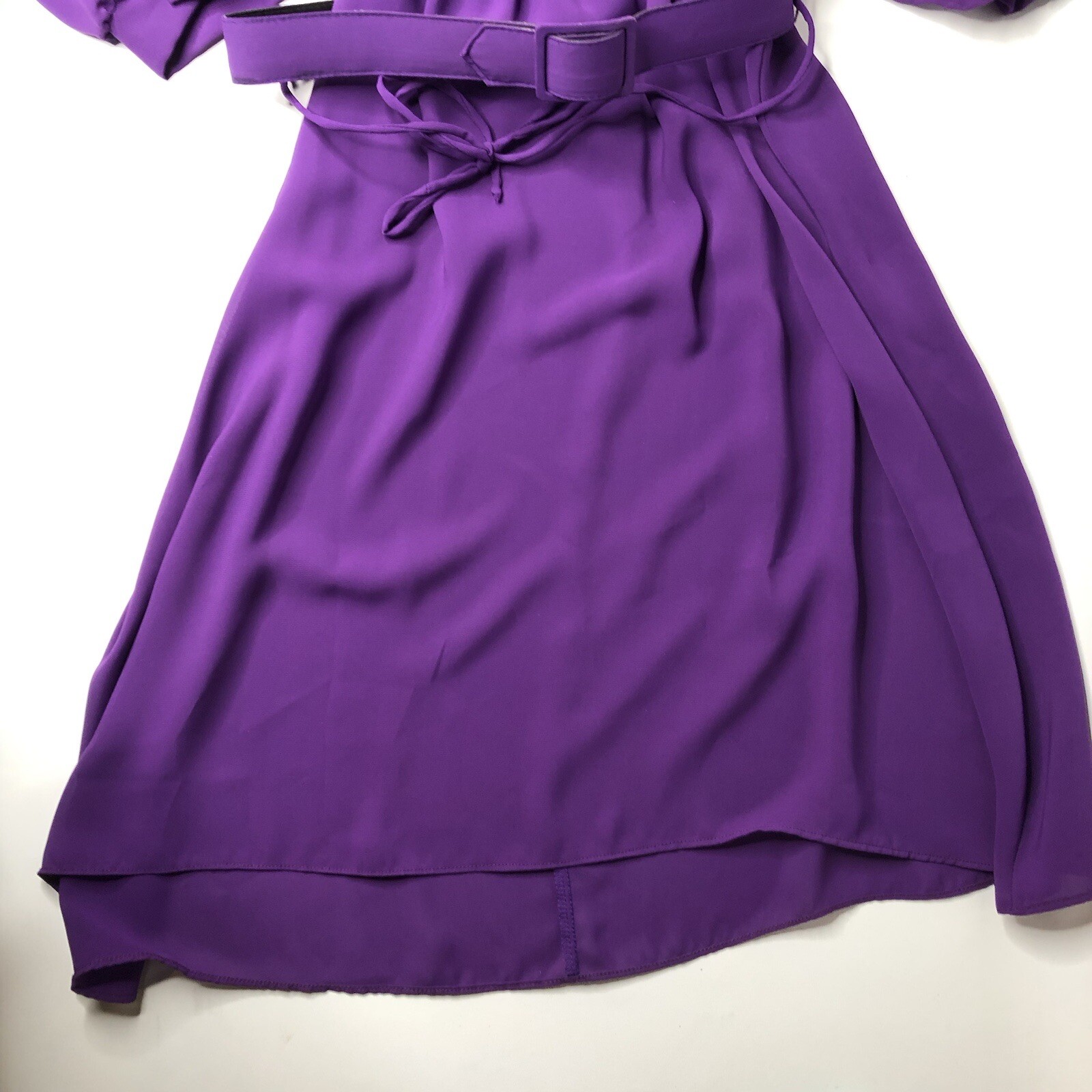 VTG 70s 80s Luci Pellini Balloon Sleeve Midi Dress in Plum Purple + Belt Fits: L