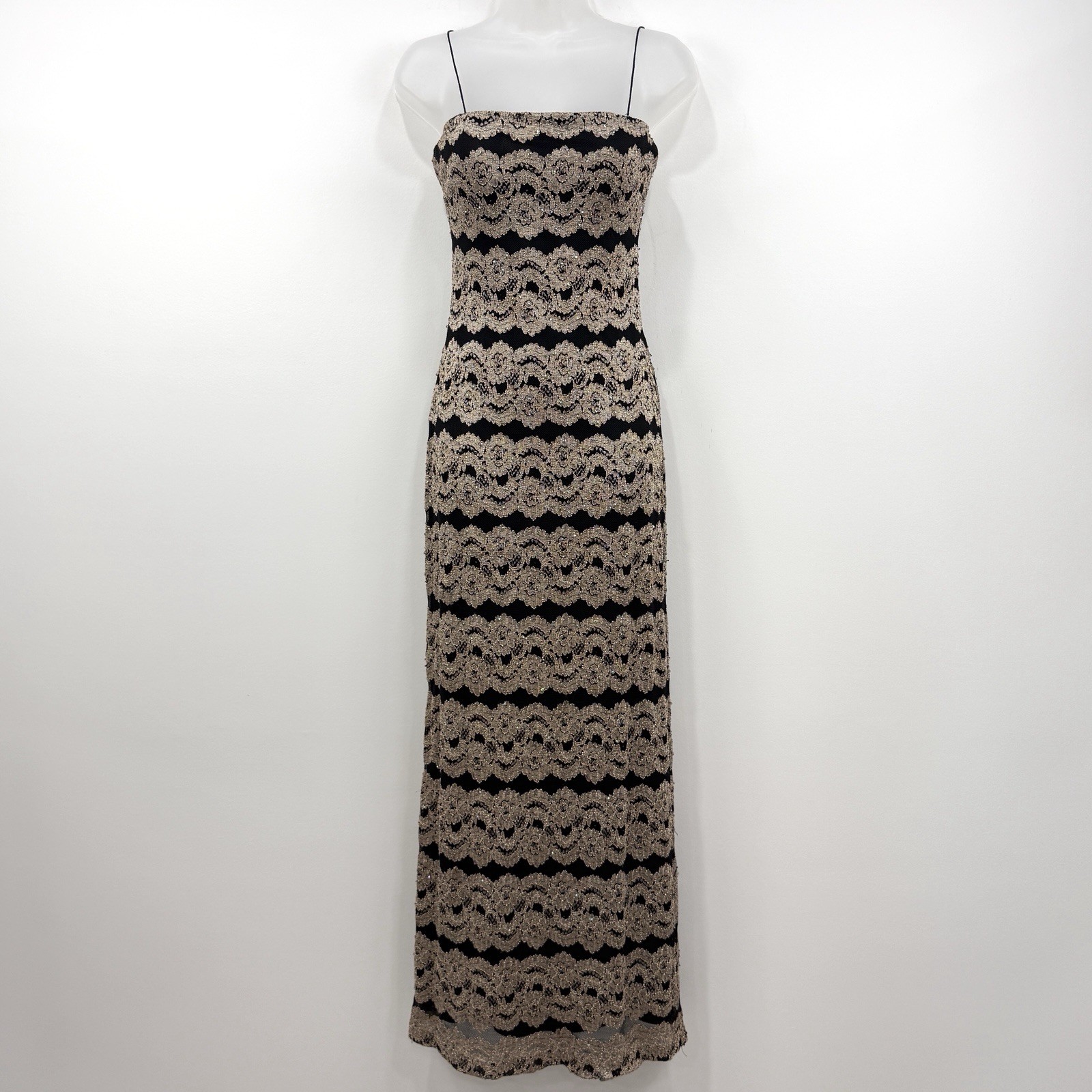 VTG 90s Cache Whimsigoth Dress Womens 4 Sequins Lace Fairy Grunge Maxi Event