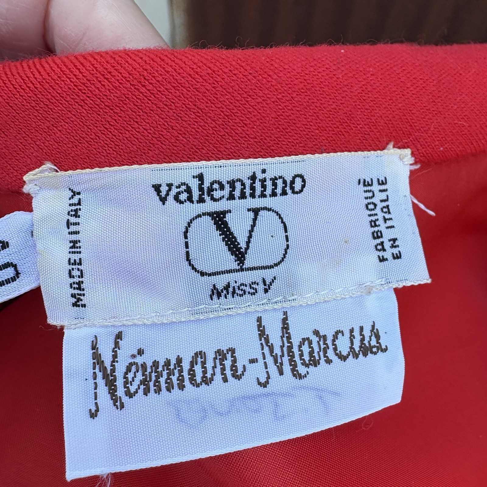 Vtg 80’s Valentino Miss V Dress Sz 6 42 Red Wool Long Sleeve Utility Dress Shirt