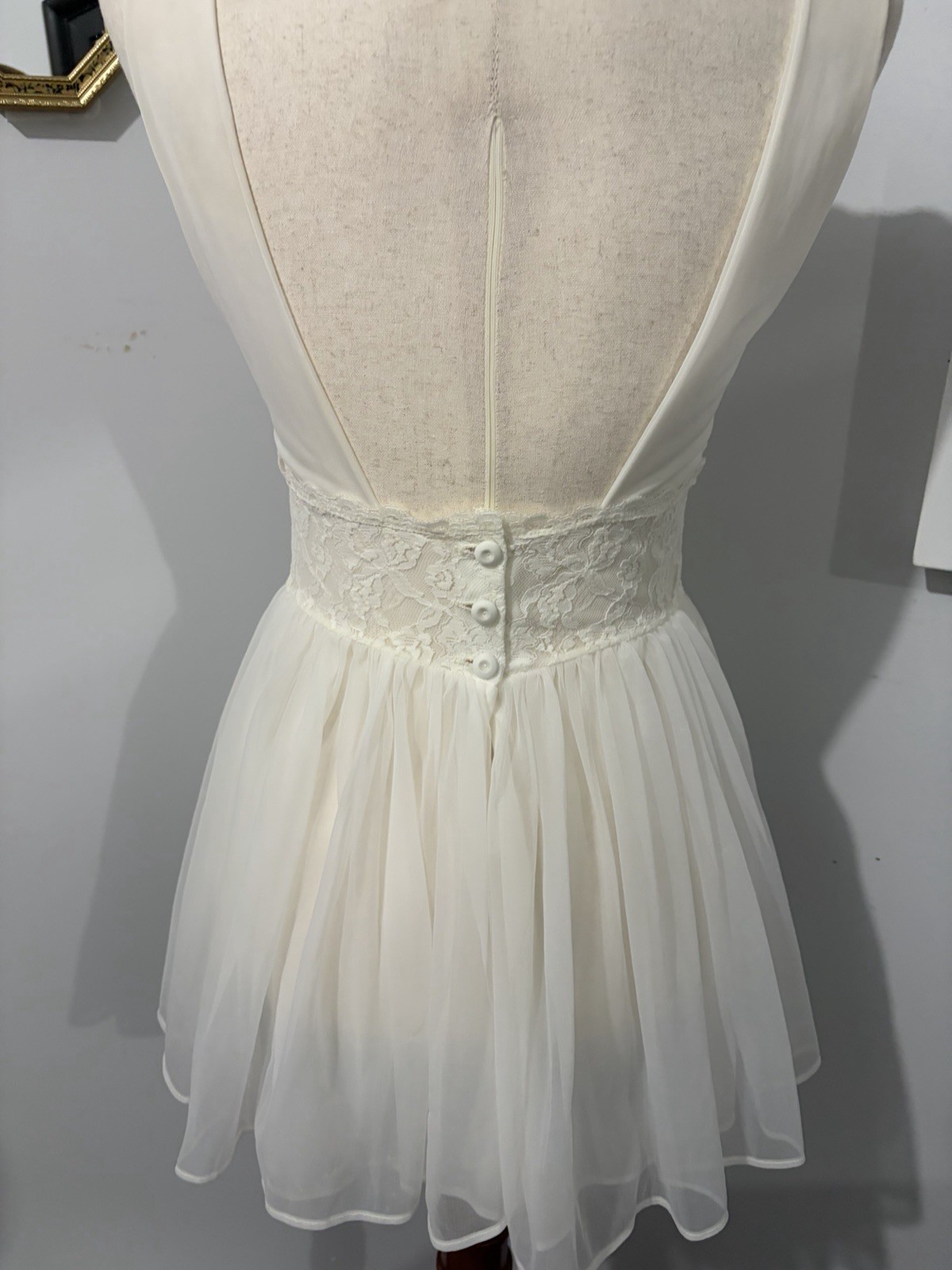 Rare Vintage 1970’s Jer Marai Chiffon Babydoll Bridal Set Size Medium