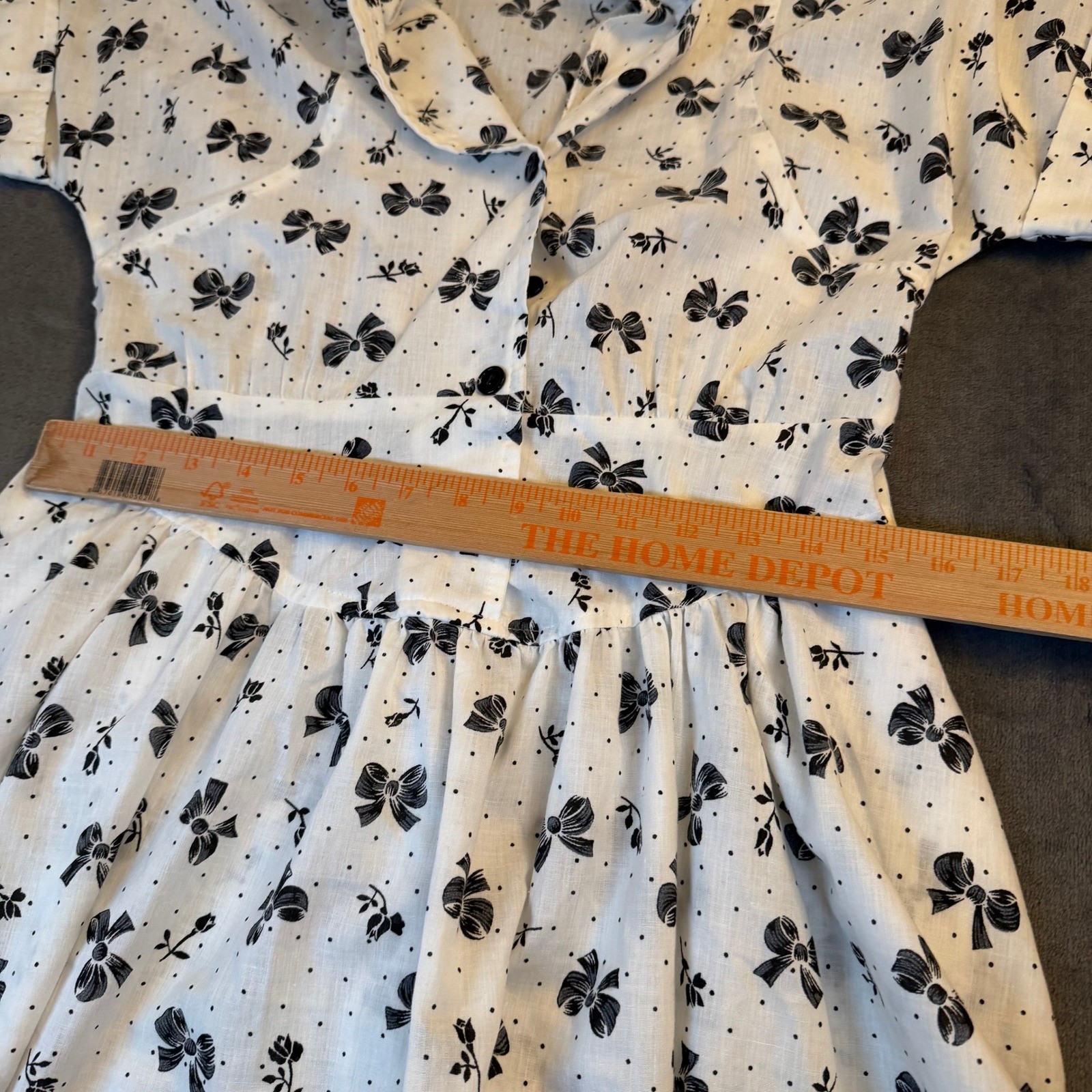 Tabby of California Vintage Shirt Dress Womens Size 10 White Bow Print Retro