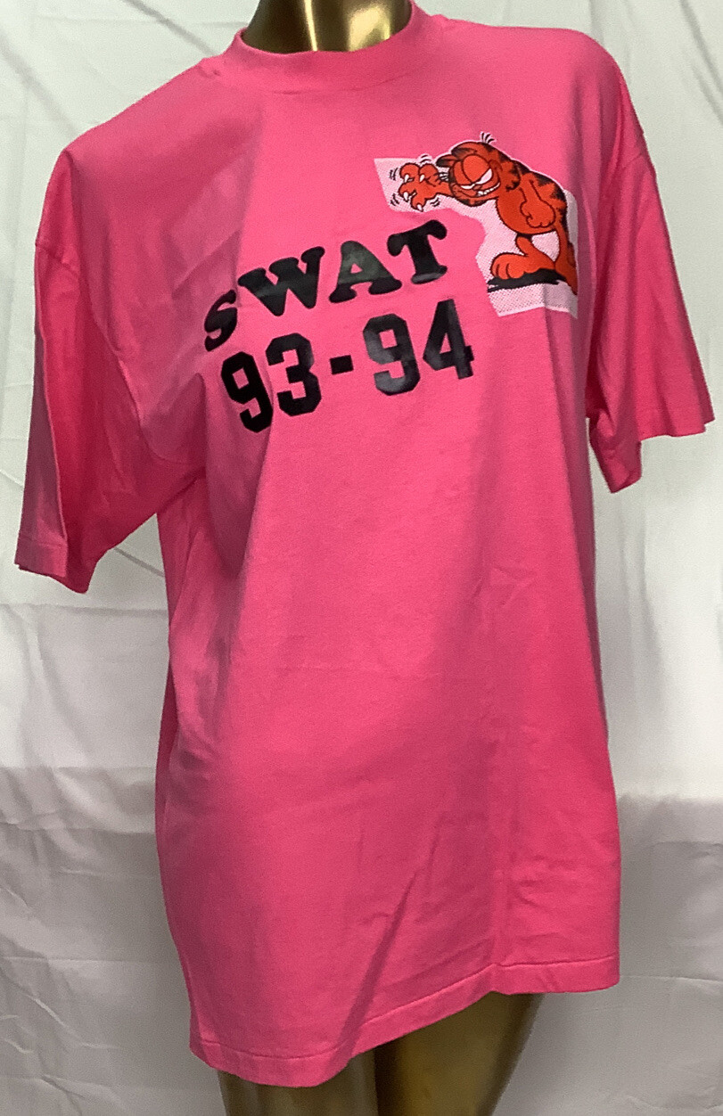 Vintage Garfield T Shirt Swat 93-94 Short Sleeve Size XL 46-48 Pink