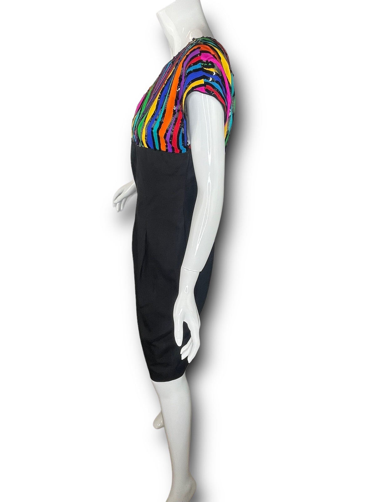 Vintage Kathryn Dianos Sz 8 Small Sequin Silk Colorful Black Dress Pls Read