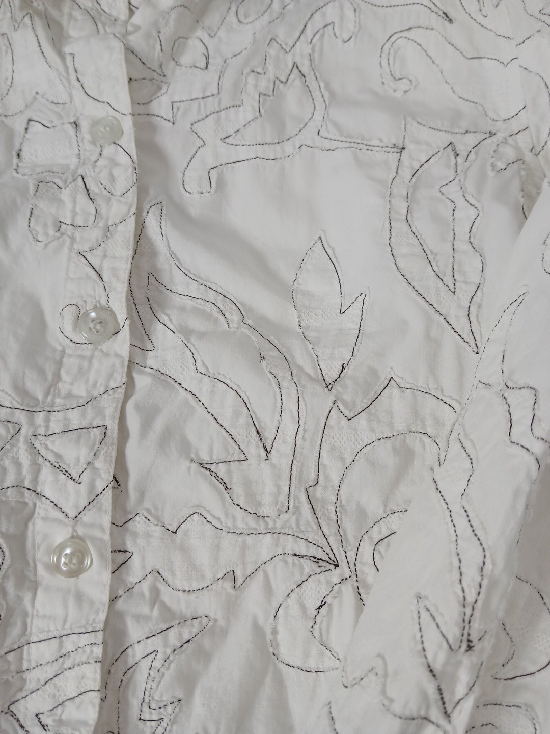 Vintage 90’s Chicos Design Shirt Womens Sz Small White Soutache Embroidered