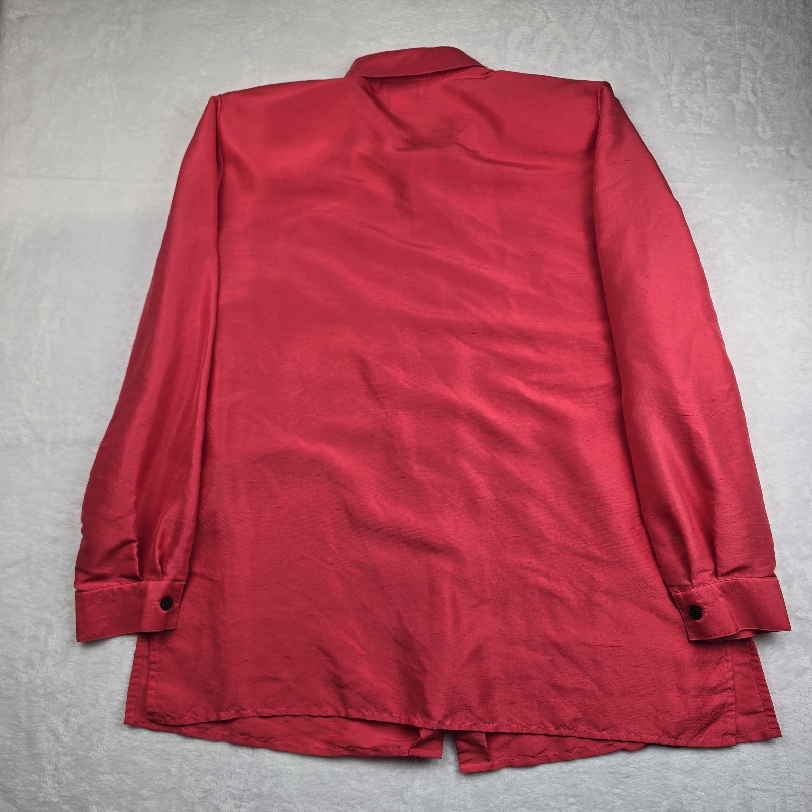 Vintage Joan Leslie Silk Blouse 14 Pink Fuchsia Long Sleeve Button-up Grannycore